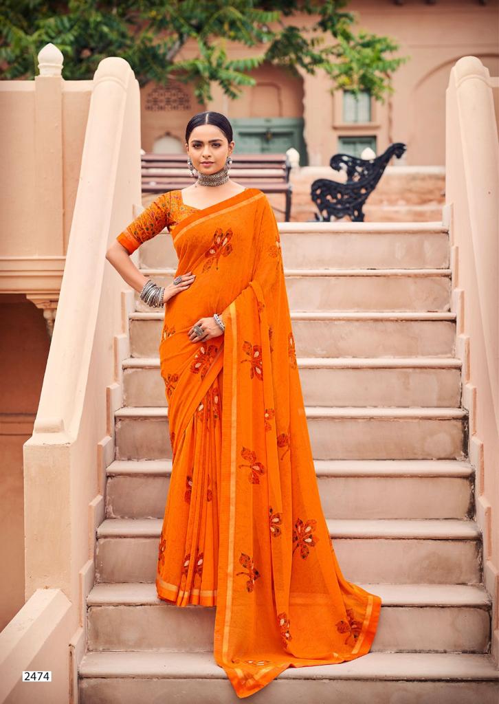 Kashvi Sunheri Ethnic Wear Printed Fancy Georgette Saree Collection